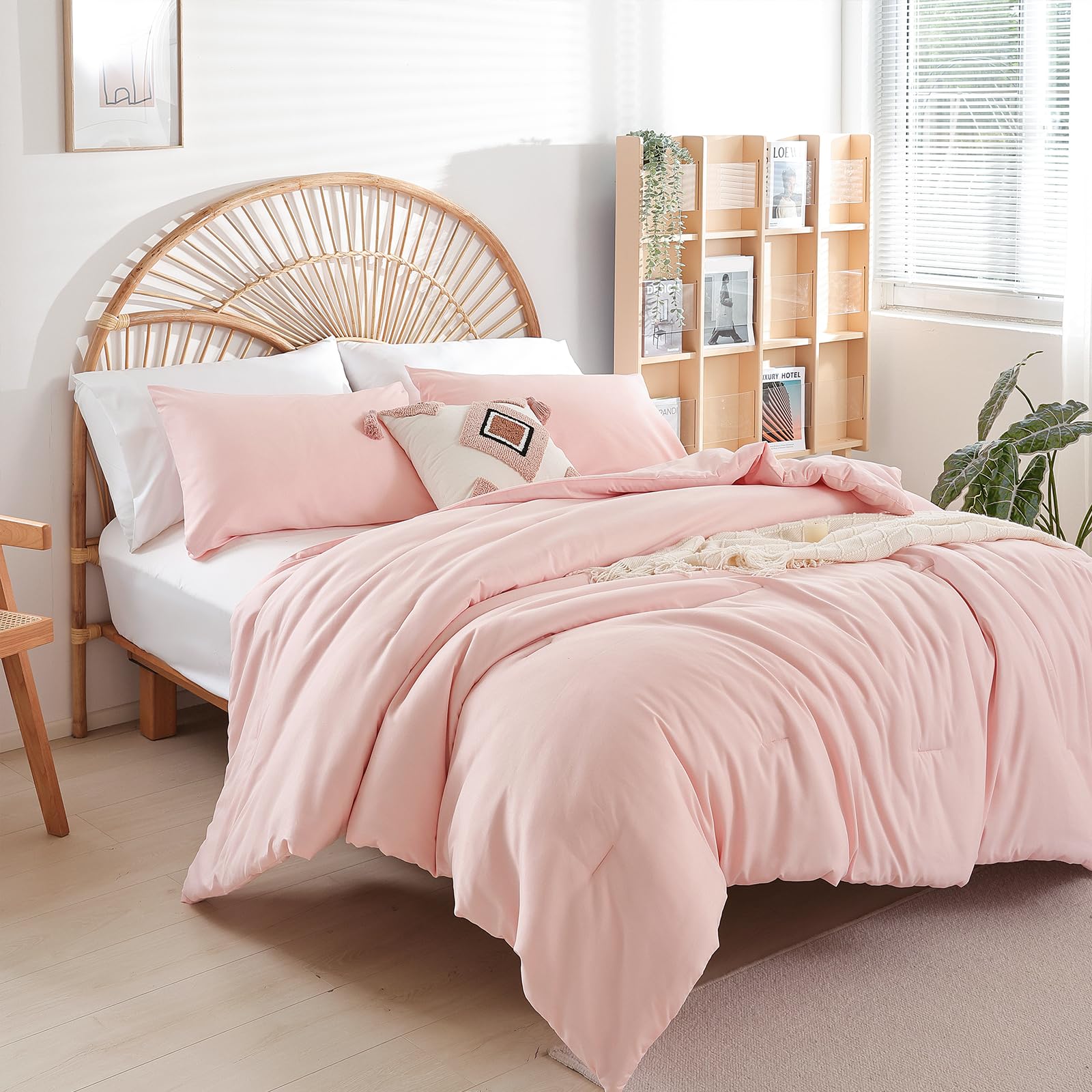 Weigelia Pink Comforter Sets King Size Comforter Set 3 Piece Soft Microfiber Comforters Set For Women And Girls Blush Lightweigh
